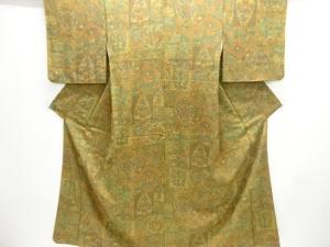 陶器に異国人物・花鳥模様小紋着物